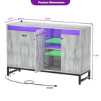 Meuble d'appoint à 4 portes avec prise électrique, buffet/bar avec éclairage LED