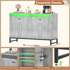 Meuble d'appoint à 4 portes avec prise électrique, buffet/bar avec éclairage LED
