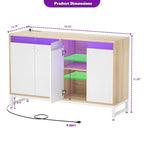 Meuble d'appoint à 4 portes avec prise électrique, buffet/bar avec éclairage LED