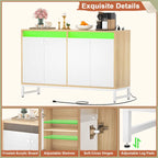 Meuble d'appoint à 4 portes avec prise électrique, buffet/bar avec éclairage LED