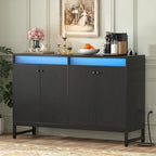 Meuble d'appoint à 4 portes avec prise électrique, buffet/bar avec éclairage LED