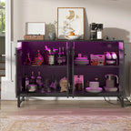 Meuble d'appoint à 4 portes avec prise électrique, buffet/bar avec éclairage LED
