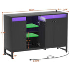 Meuble d'appoint à 4 portes avec prise électrique, buffet/bar avec éclairage LED