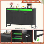 Meuble d'appoint à 4 portes avec prise électrique, buffet/bar avec éclairage LED