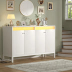 Meuble d'appoint à 4 portes avec prise électrique, buffet/bar avec éclairage LED