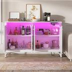 Meuble d'appoint à 4 portes avec prise électrique, buffet/bar avec éclairage LED