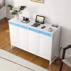 Meuble d'appoint à 4 portes avec prise électrique, buffet/bar avec éclairage LED