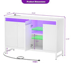 Meuble d'appoint à 4 portes avec prise électrique, buffet/bar avec éclairage LED