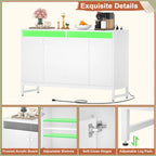 Meuble d'appoint à 4 portes avec prise électrique, buffet/bar avec éclairage LED
