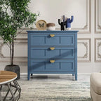 Armoire de rangement bleue de 77 cm de hauteur avec 3 tiroirs et tapis antidérapants - 80 x 38 cm