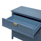 Armoire de rangement bleue de 77 cm de hauteur avec 3 tiroirs et tapis antidérapants - 80 x 38 cm