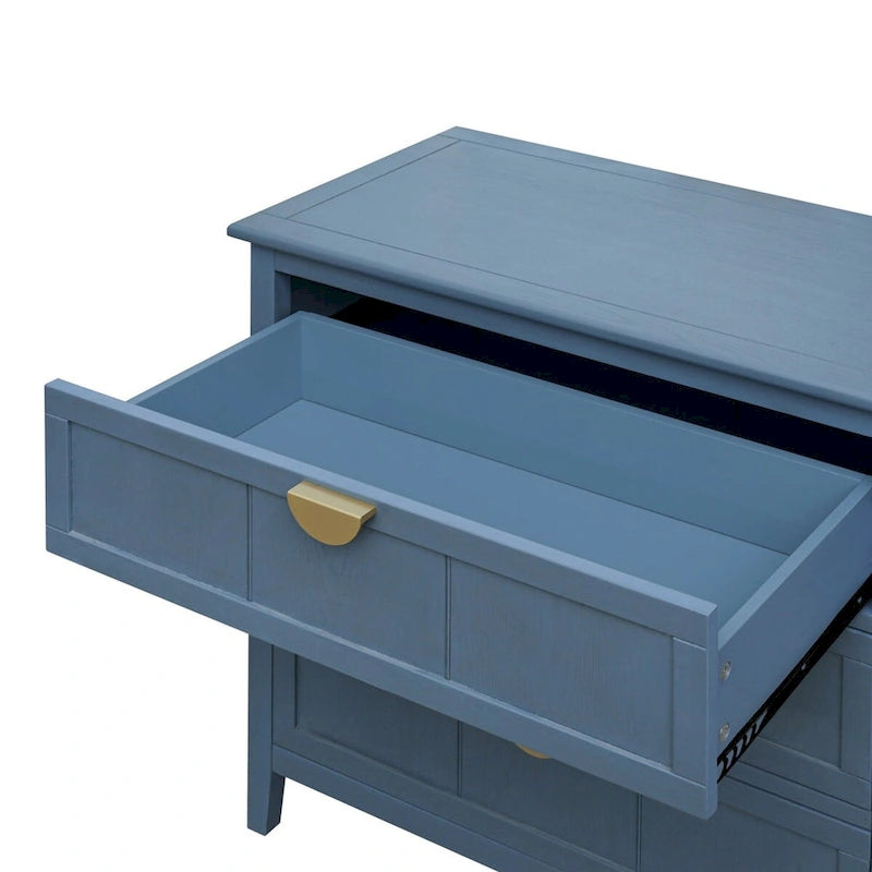 Armoire de rangement bleue de 77 cm de hauteur avec 3 tiroirs et tapis antidérapants - 80 x 38 cm