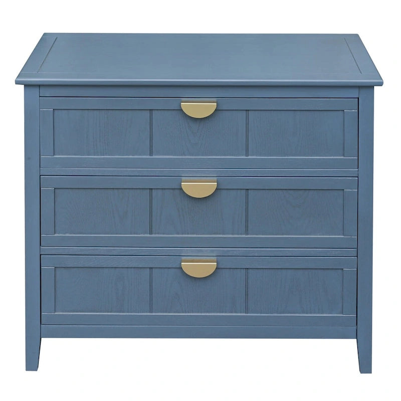 Armoire de rangement bleue de 77 cm de hauteur avec 3 tiroirs et tapis antidérapants - 80 x 38 cm
