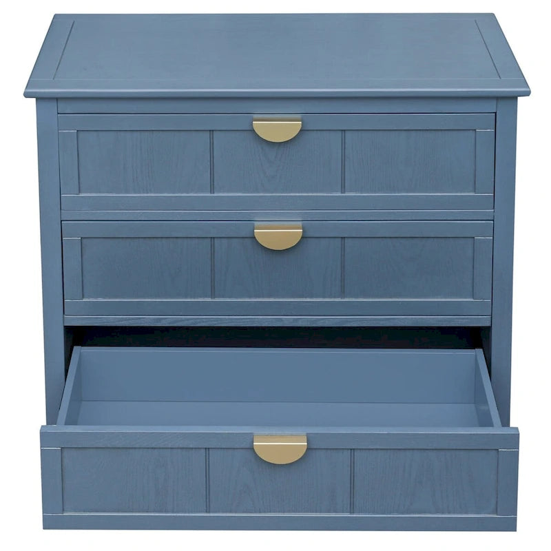 Armoire de rangement bleue de 77 cm de hauteur avec 3 tiroirs et tapis antidérapants - 80 x 38 cm