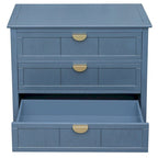Armoire de rangement bleue de 77 cm de hauteur avec 3 tiroirs et tapis antidérapants - 80 x 38 cm