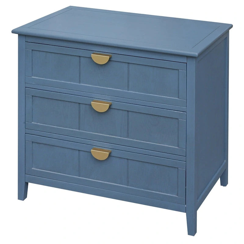Armoire de rangement bleue de 77 cm de hauteur avec 3 tiroirs et tapis antidérapants - 80 x 38 cm