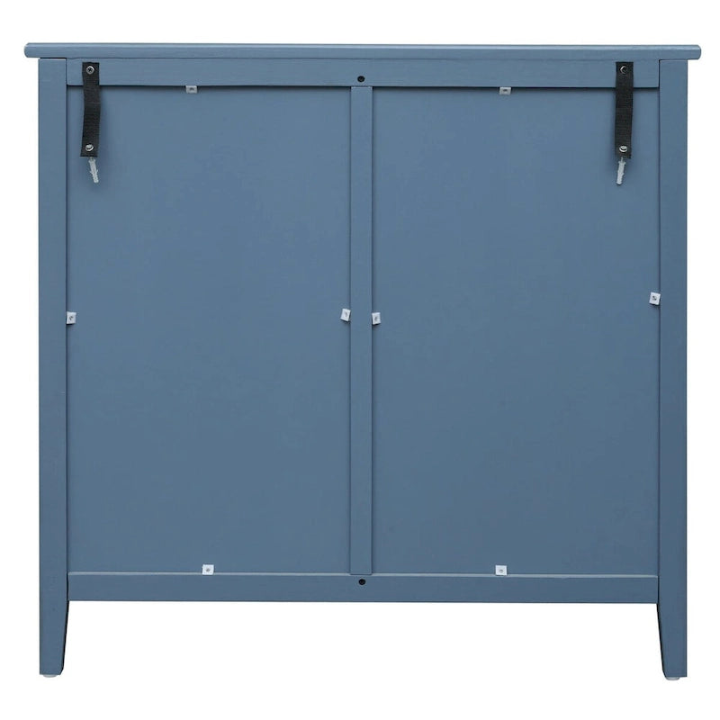 Armoire de rangement bleue de 77 cm de hauteur avec 3 tiroirs et tapis antidérapants - 80 x 38 cm