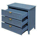 Armoire de rangement bleue de 77 cm de hauteur avec 3 tiroirs et tapis antidérapants - 80 x 38 cm