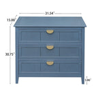 Armoire de rangement bleue de 77 cm de hauteur avec 3 tiroirs et tapis antidérapants - 80 x 38 cm