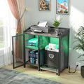 Classeur avec station de charge, armoire de rangement avec destructeur de documents sur roulettes