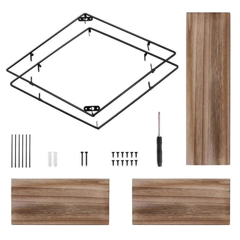 Étagères murales métalliques à 3 niveaux, motif losange géométrique, pour le rangement et la présentation de vos objets de décoration.