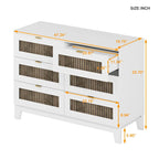 Commode rustique en bois de style campagnard avec 6 tiroirs, meuble de rangement pour chambre à coucher avec poignées en métal