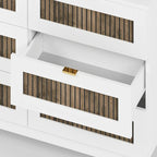 Commode rustique en bois de style campagnard avec 6 tiroirs, meuble de rangement pour chambre à coucher avec poignées en métal