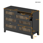 Commode rustique en bois de style campagnard avec 6 tiroirs, meuble de rangement pour chambre à coucher avec poignées en métal