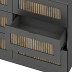 Commode rustique en bois de style campagnard avec 6 tiroirs, meuble de rangement pour chambre à coucher avec poignées en métal