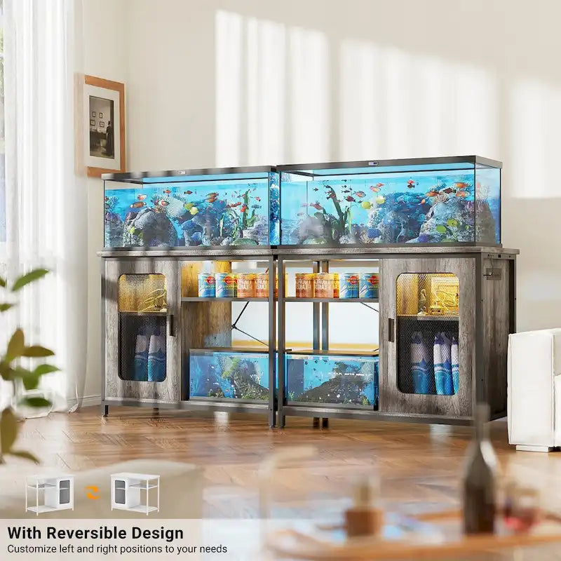 Support pour aquarium de 20 à 29 gallons avec prises électriques et éclairage LED