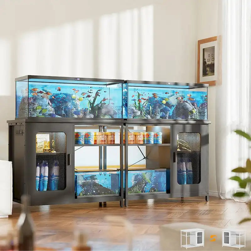 Support pour aquarium de 20 à 29 gallons avec prises électriques et éclairage LED