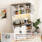 Meuble bar de style ferme avec porte coulissante de grange, grand buffet de cuisine rustique, table basse/bar, blanc