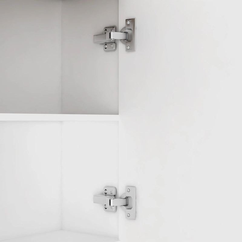 Meuble bar de style ferme avec porte coulissante de grange, grand buffet de cuisine rustique, table basse/bar, blanc