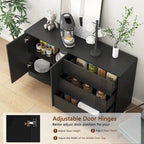 Buffet de cuisine moderne avec rangements, tiroirs et portes