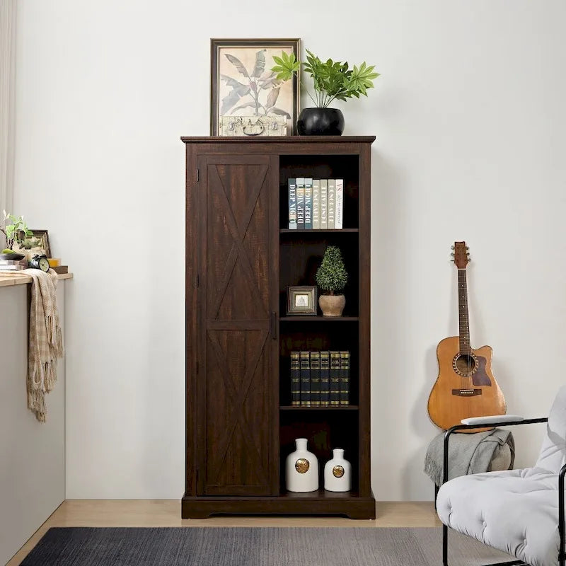 Armoire de rangement rustique haute avec porte de grange