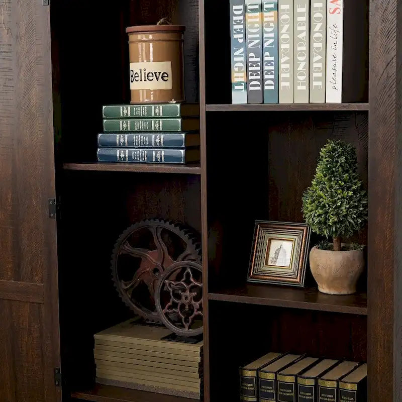 Armoire de rangement rustique haute avec porte de grange