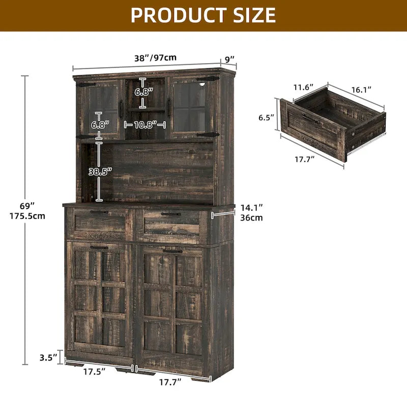 Armoire de rangement pour garde-manger de cuisine de style campagnard