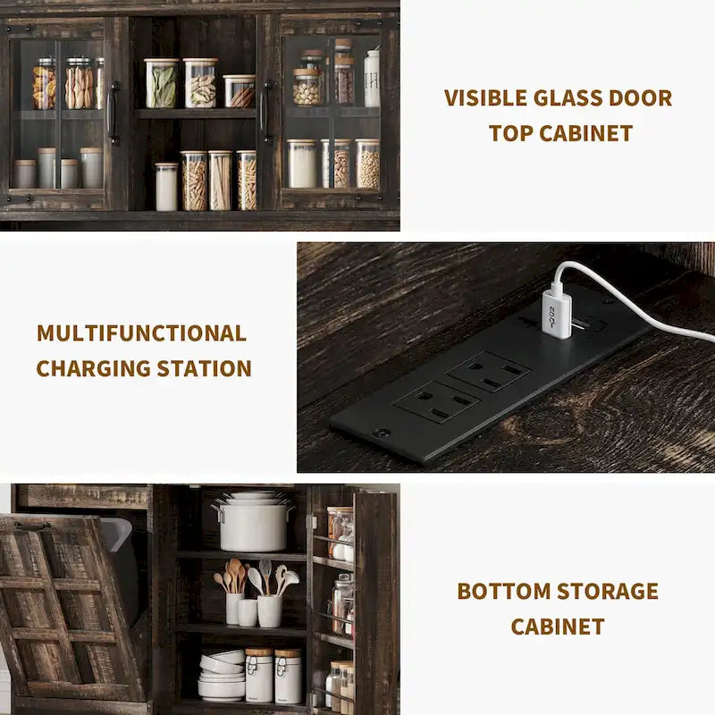 Armoire de rangement pour garde-manger de cuisine de style campagnard