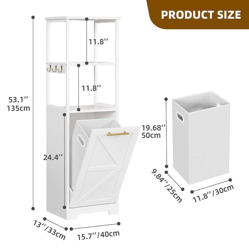 Étagère de rangement pour salle de bain à 3 niveaux inclinable de 53 po