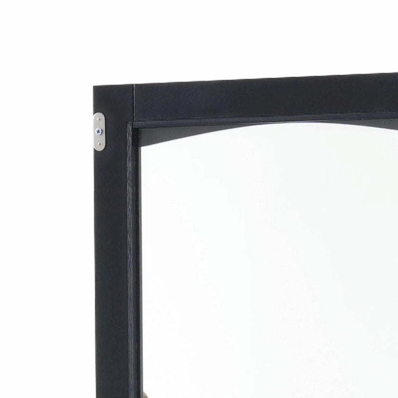 Armoire de rangement de salle de bain haute et autoportante avec portes vitrées et deux tiroirs