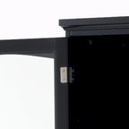 Armoire de rangement de salle de bain haute et autoportante avec portes vitrées et deux tiroirs