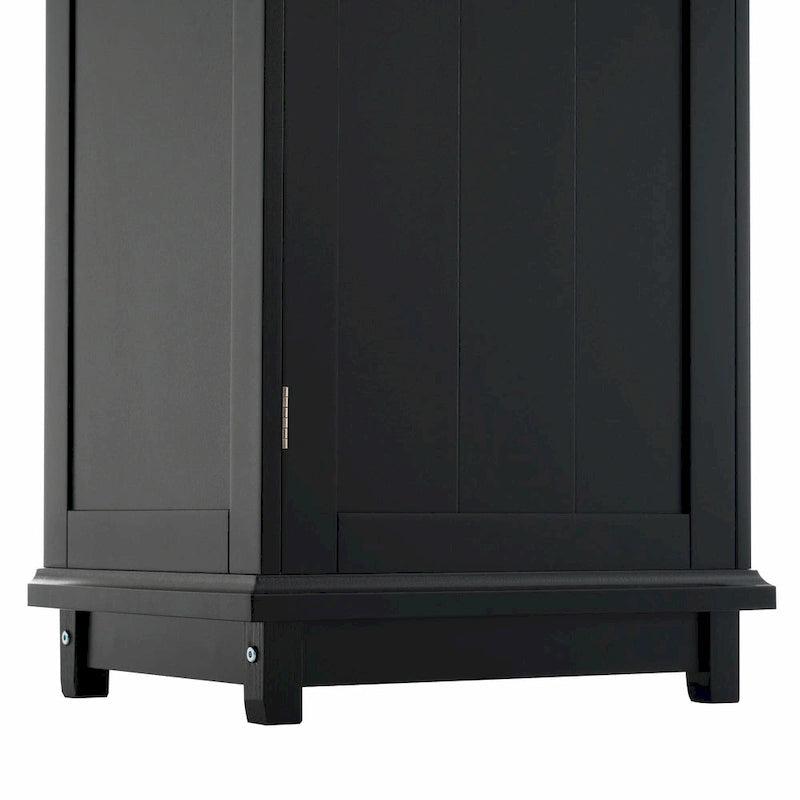 Armoire de rangement de salle de bain haute et autoportante avec portes vitrées et deux tiroirs