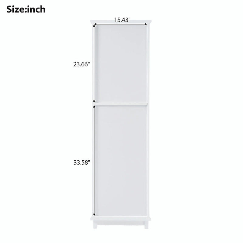 Armoire de rangement de salle de bain haute et autoportante avec portes vitrées et deux tiroirs