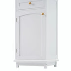 Armoire de rangement de salle de bain haute et autoportante avec portes vitrées et deux tiroirs