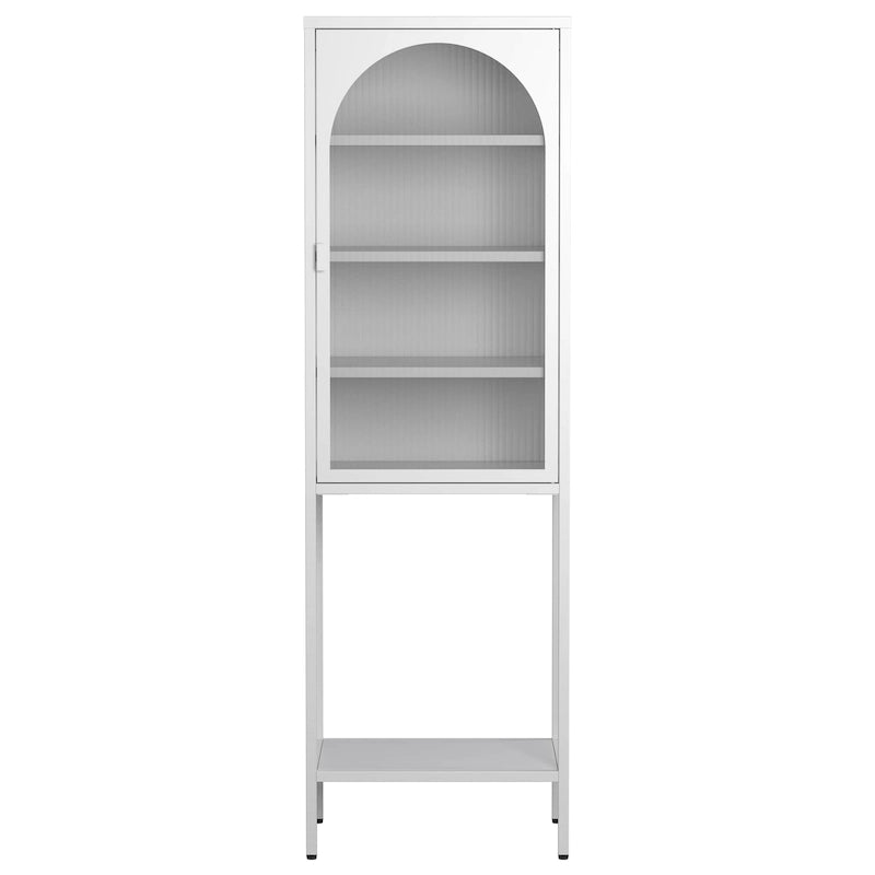 Vitrine de rangement avec porte en métal et verre