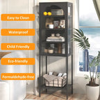 Vitrine de rangement avec porte en métal et verre