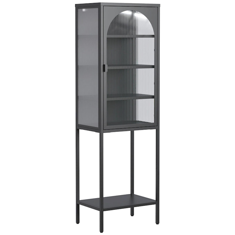 Vitrine de rangement avec porte en métal et verre