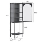 Vitrine de rangement avec porte en métal et verre