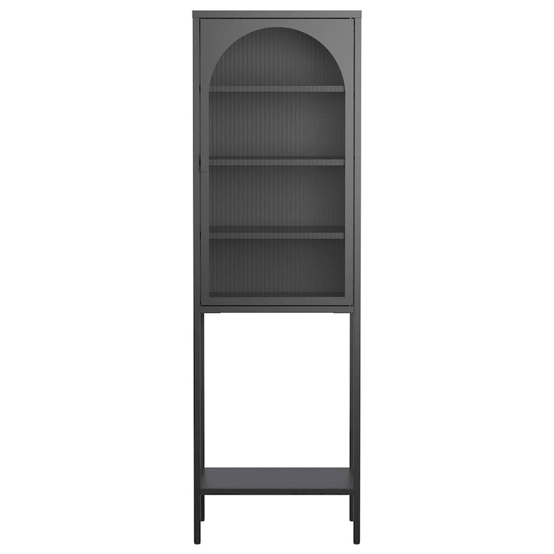 Vitrine de rangement avec porte en métal et verre