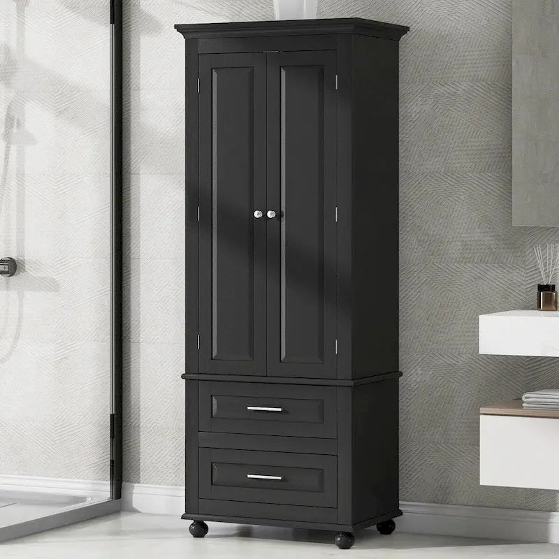 Armoire de rangement haute à deux tiroirs pour salle de bain/bureau